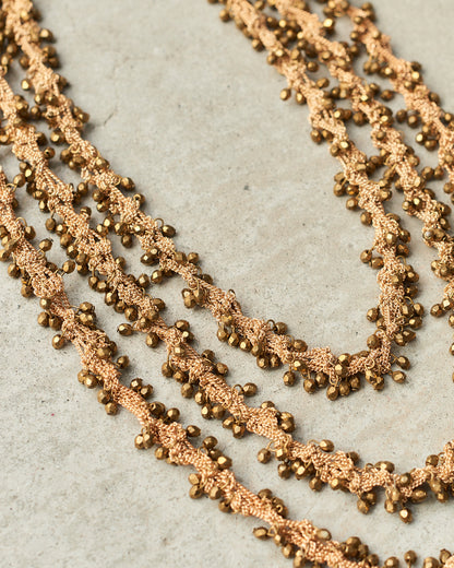 Bronze Bead Triple Chain Necklace