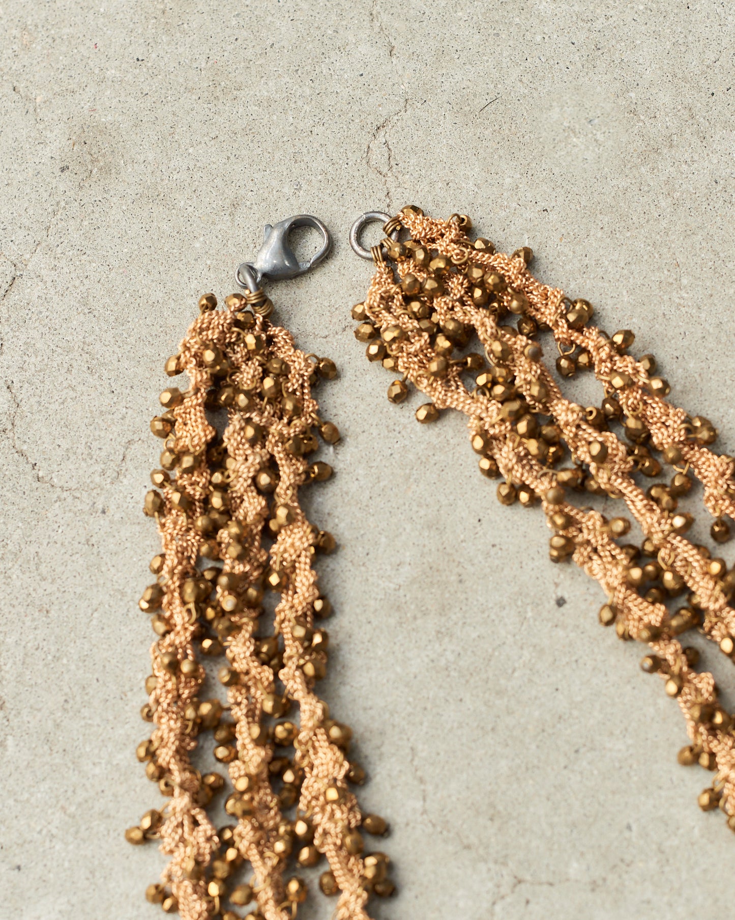 Bronze Bead Triple Chain Necklace