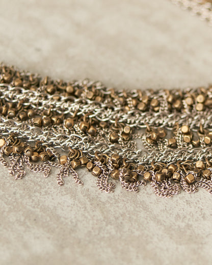 Bronze Bead Triple Frayed Necklace