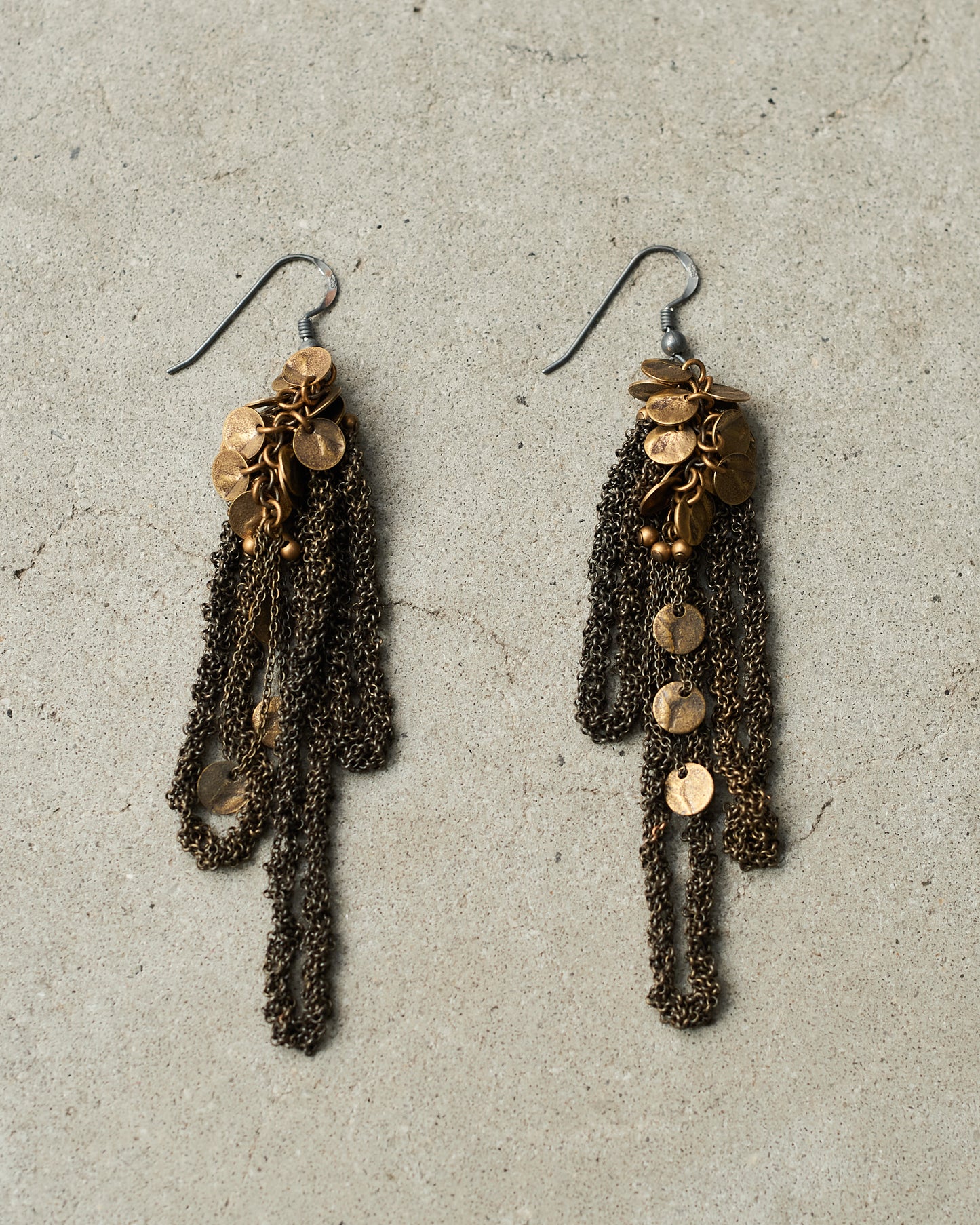 Bronze Coin Chain Earrings