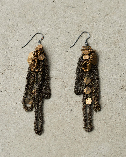Bronze Coin Chain Earrings