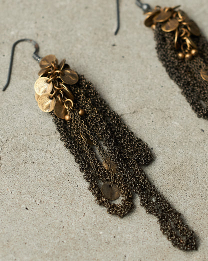 Bronze Coin Chain Earrings