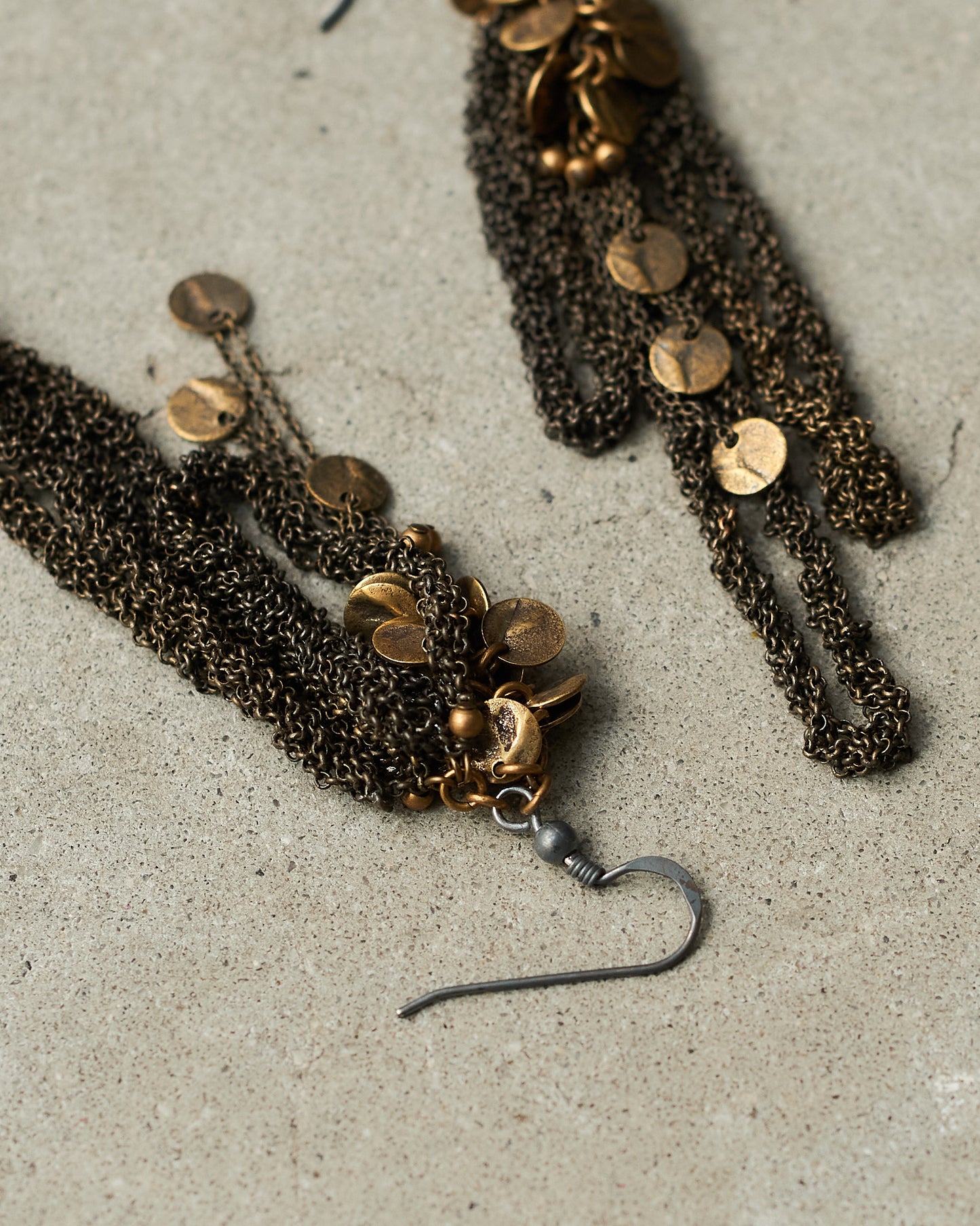 Bronze Coin Chain Earrings