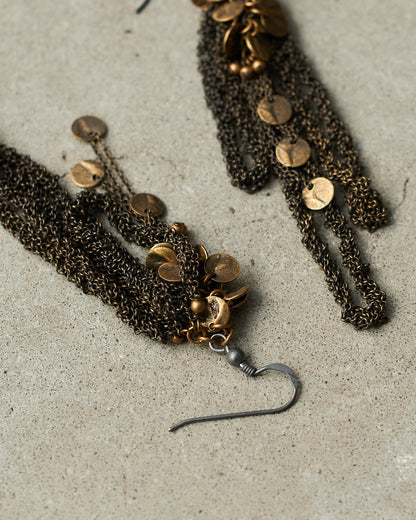 Bronze Coin Chain Earrings
