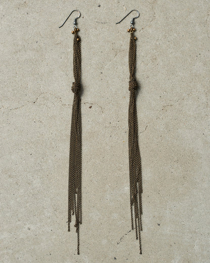 Bronze Knot Chain Earrings