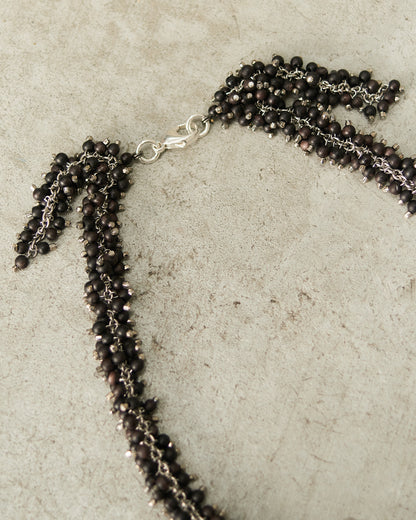 Dark Brown Beaded Lariat