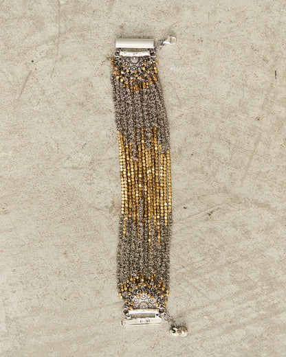 Gold Bead Silver Chain Bracelet