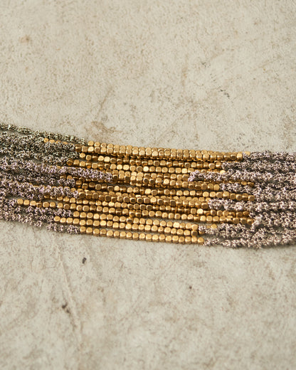 Gold Bead Silver Chain Bracelet