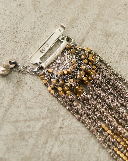 Gold Bead Silver Chain Bracelet