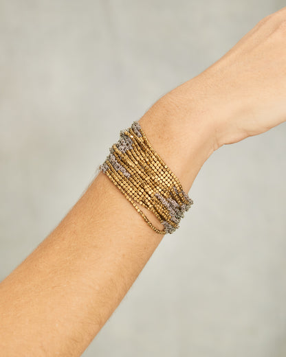 Gold Bead Silver Chain Bracelet