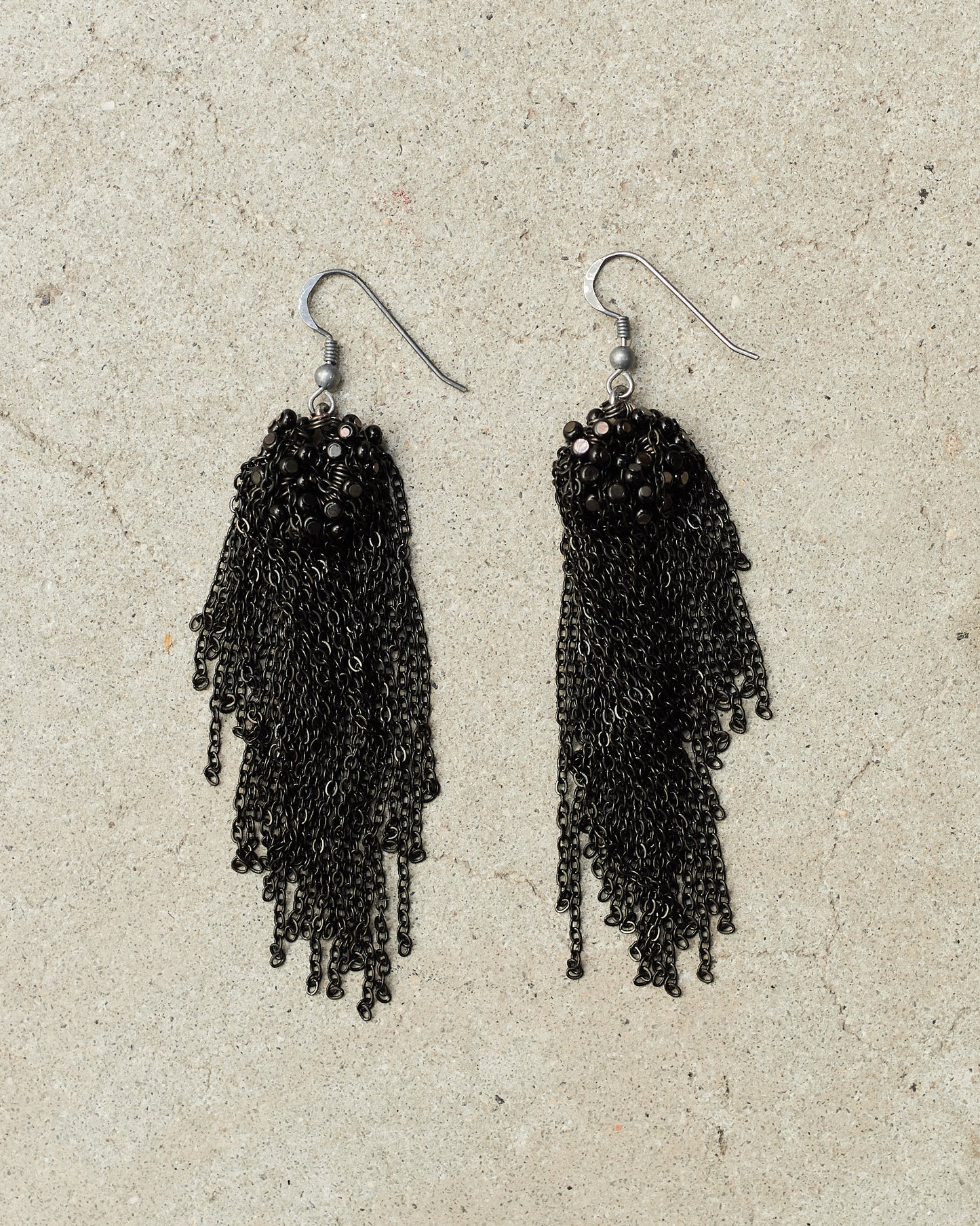 Jet Bead Chain Earrings