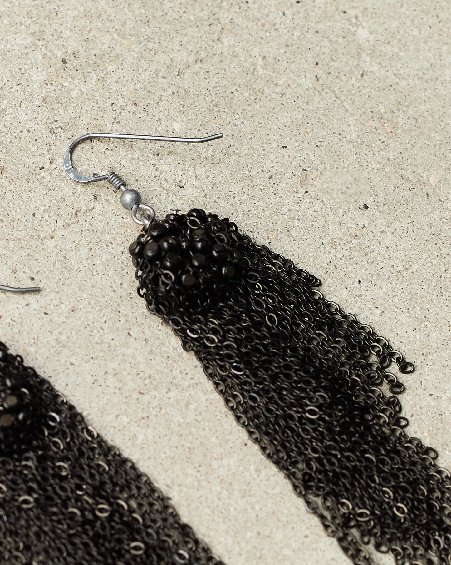 Jet Bead Chain Earrings