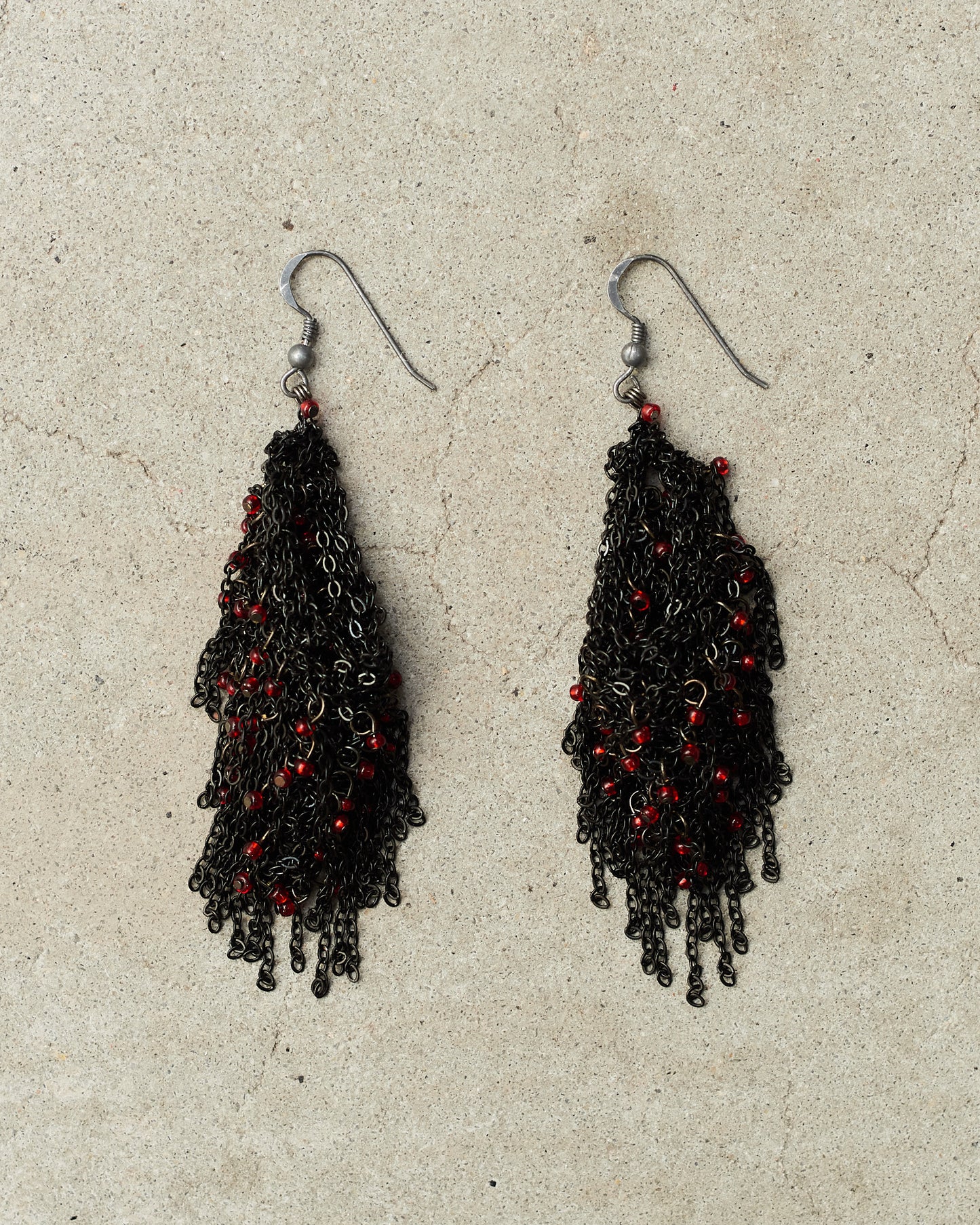 Jet Chain Poppy Bead Earrings