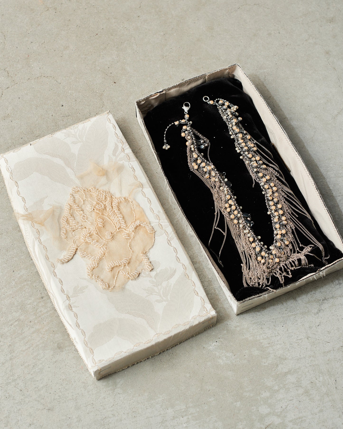 Silver Antique Bead Frayed Necklace
