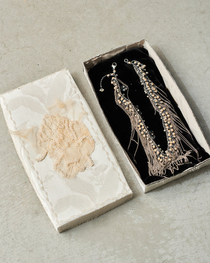 Silver Antique Bead Frayed Necklace