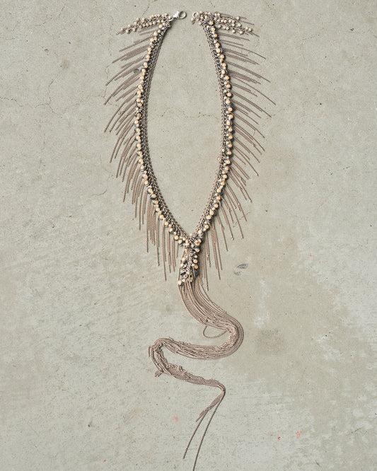 Silver Antique Bead Lariat