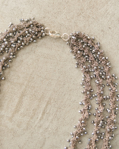 Silver Bead Knitted Necklace