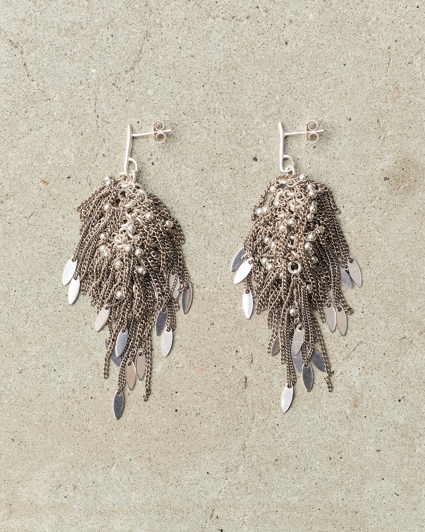 Silver Frayed Petal Earrings