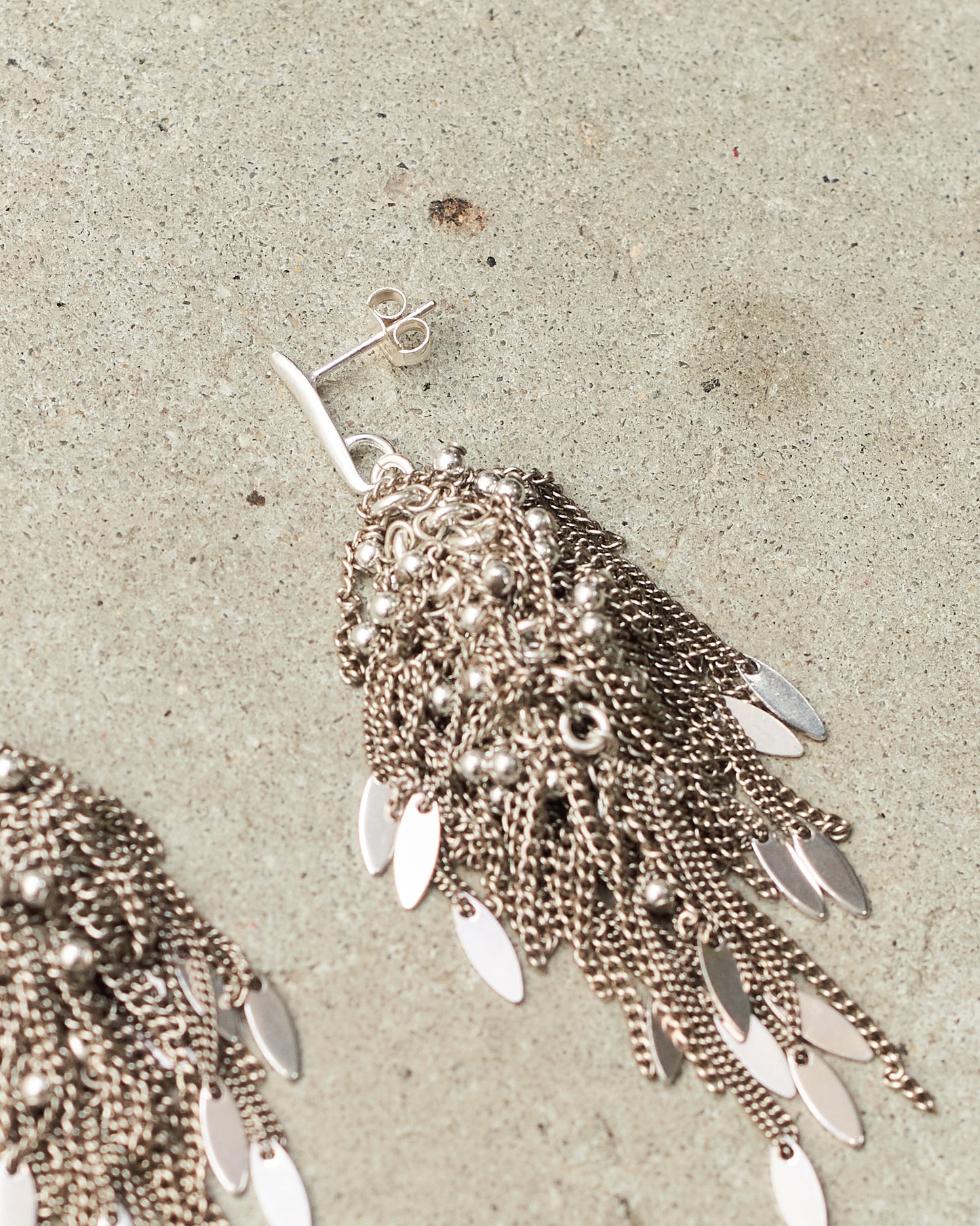 Silver Frayed Petal Earrings