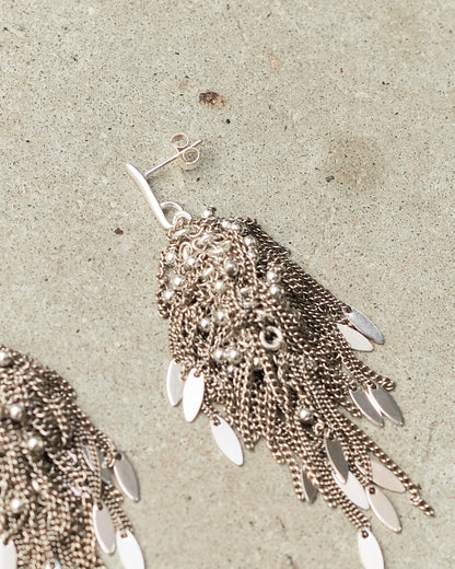 Silver Frayed Petal Earrings