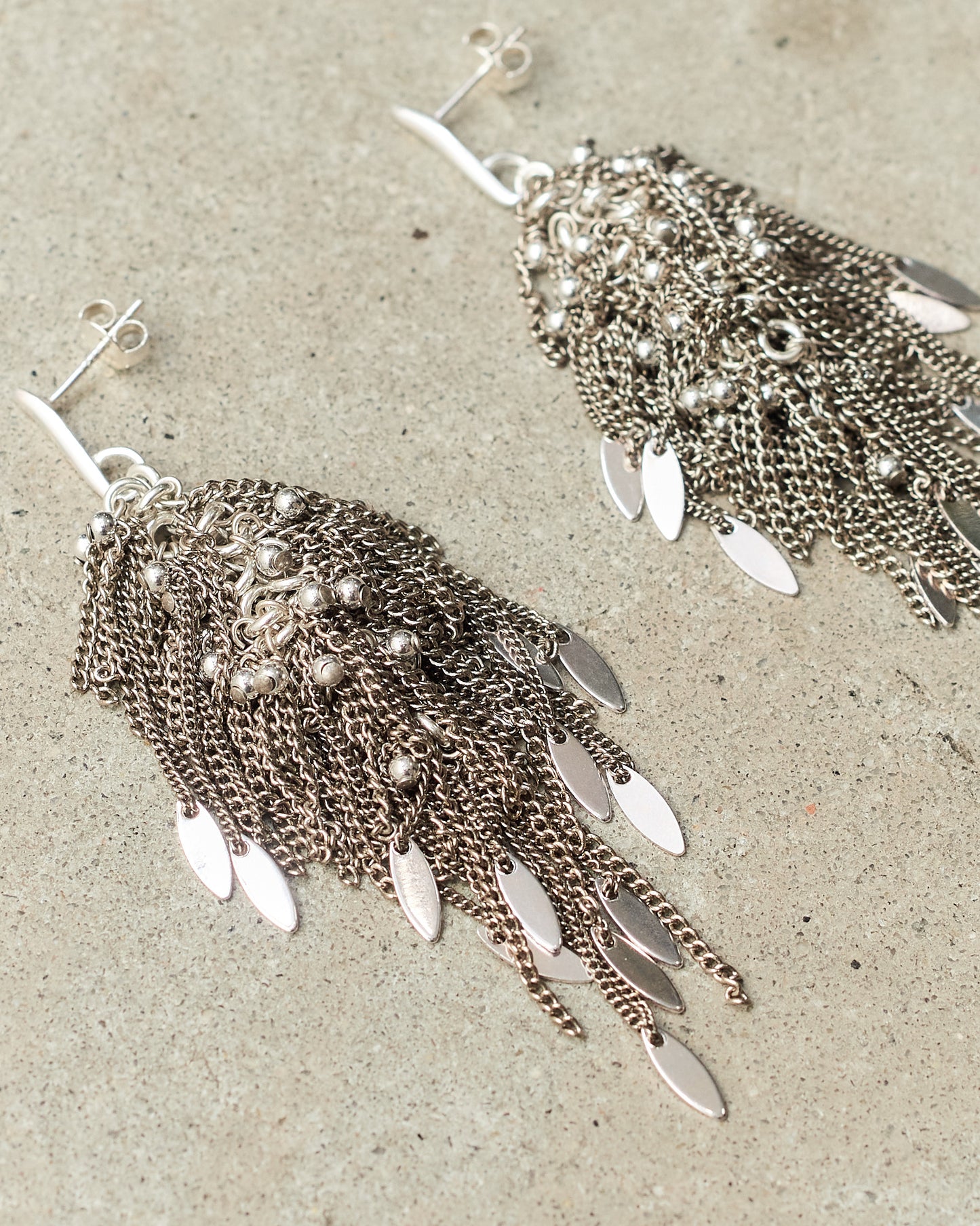 Silver Frayed Petal Earrings