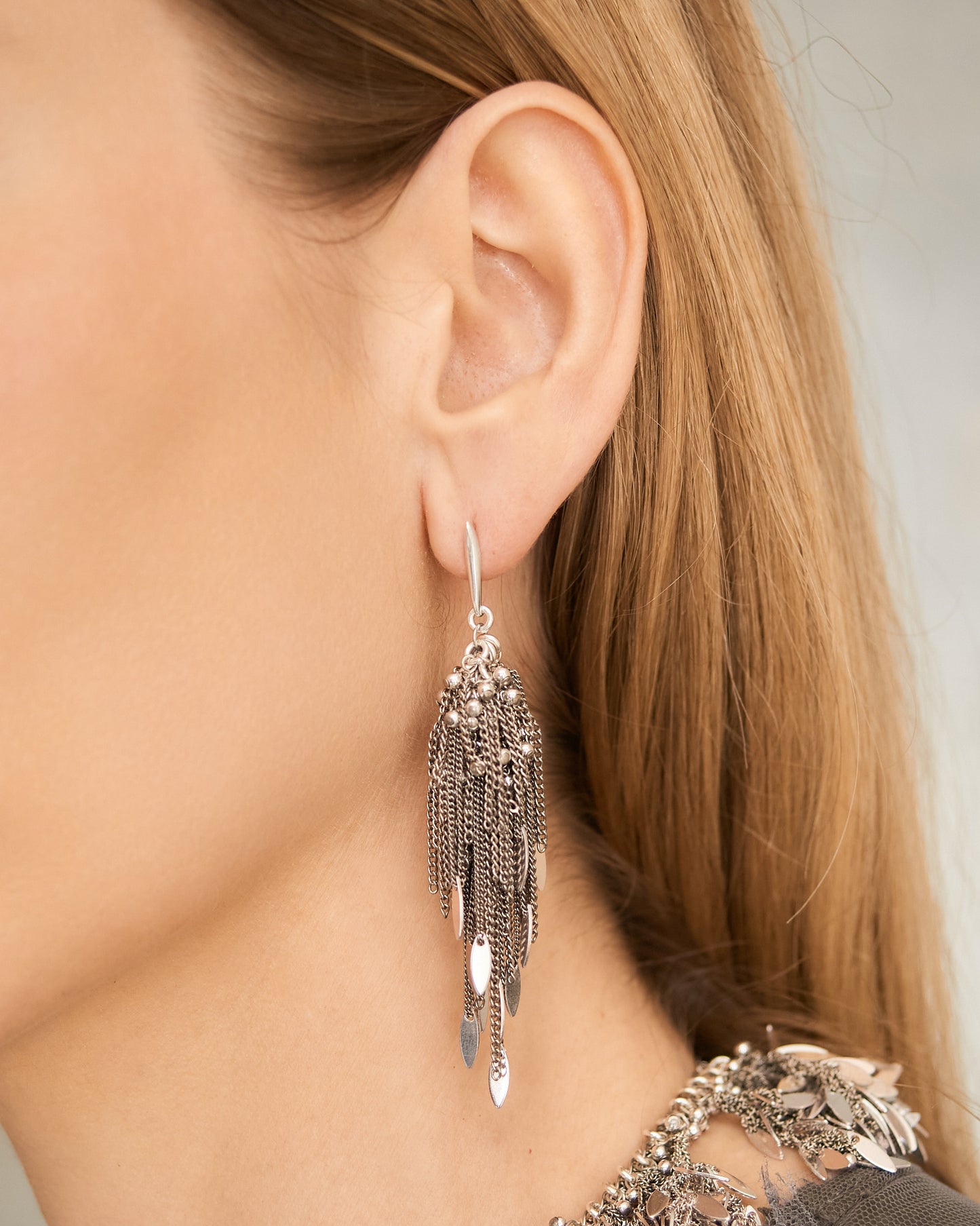 Silver Frayed Petal Earrings