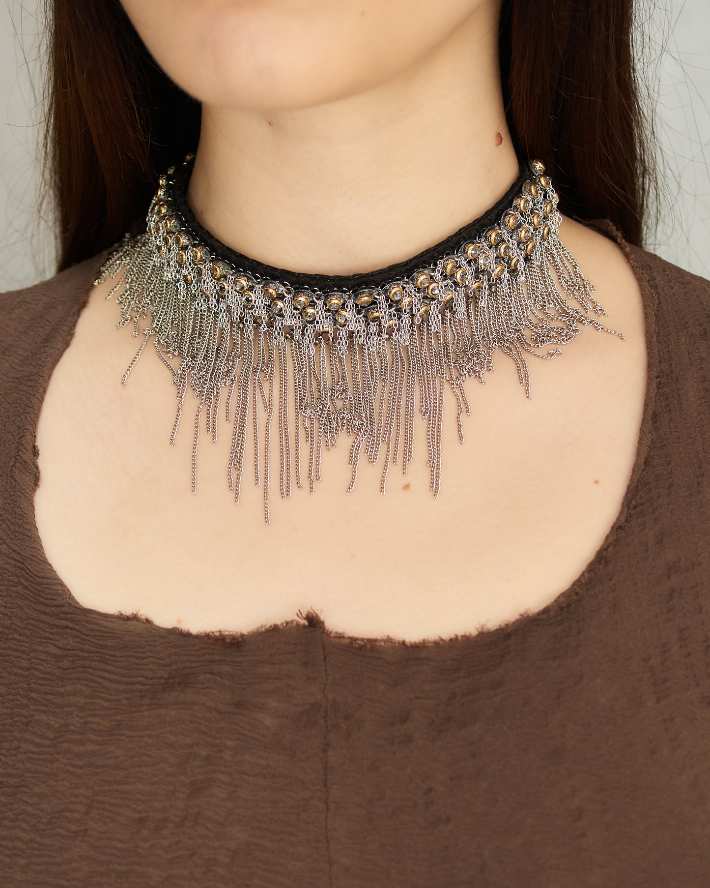 Silver Gold Frayed Choker
