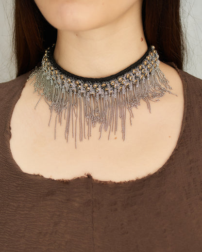 Silver Gold Frayed Choker