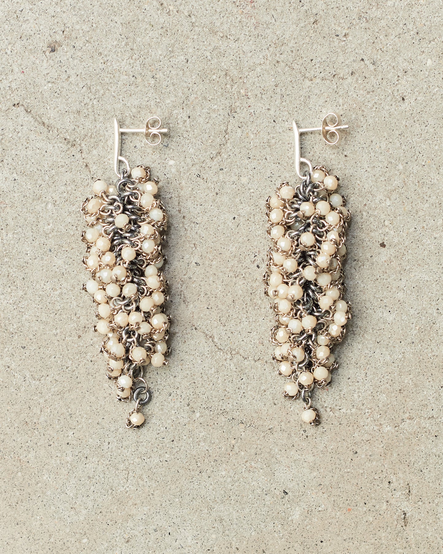White Glass Chain Earrings