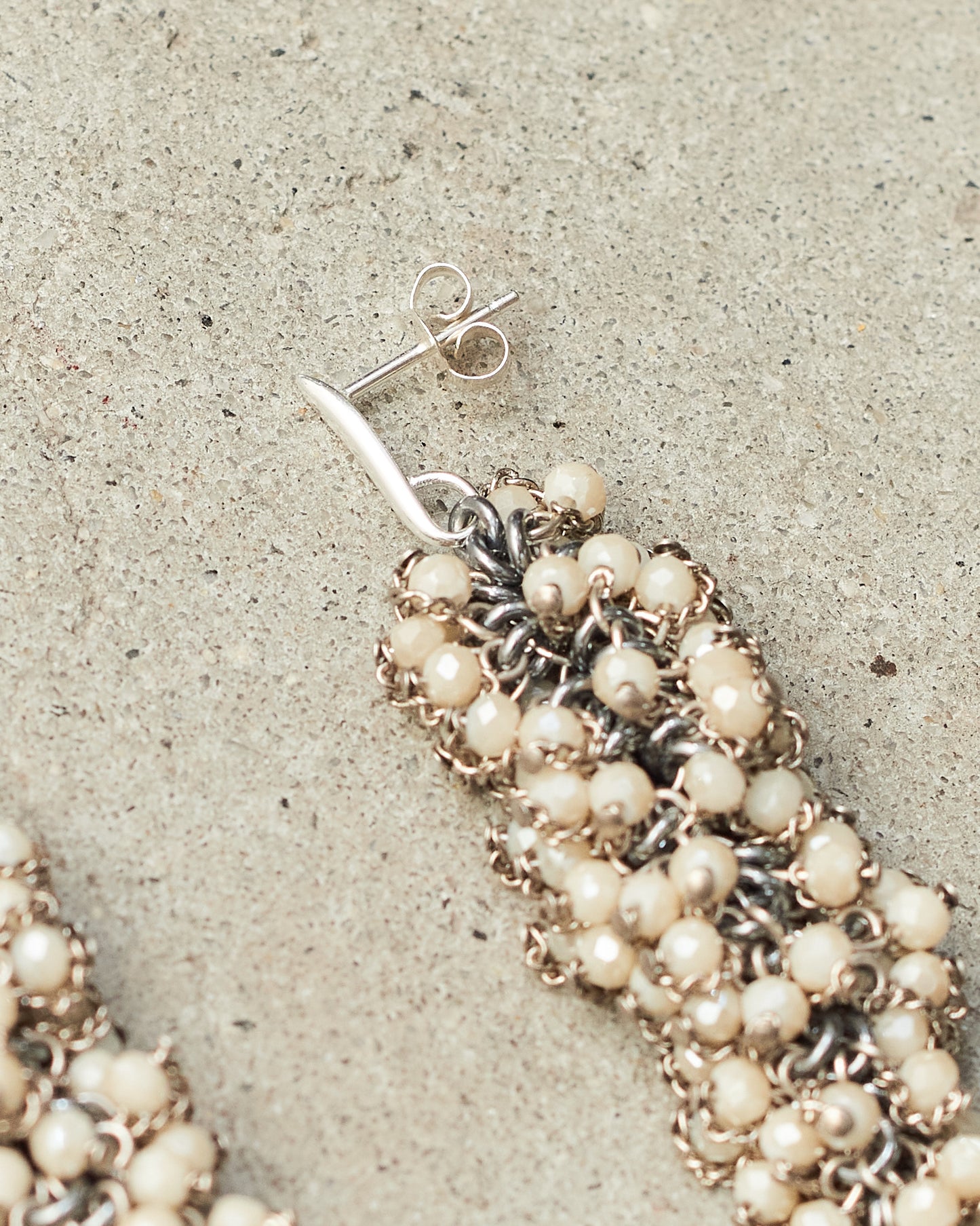 White Glass Chain Earrings