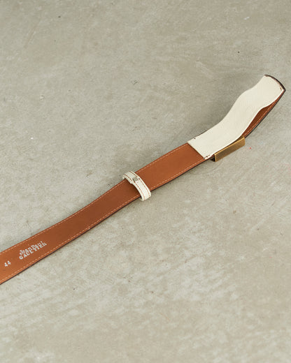 Jean Paul Gaultier White Leather Gold Buckle Belt
