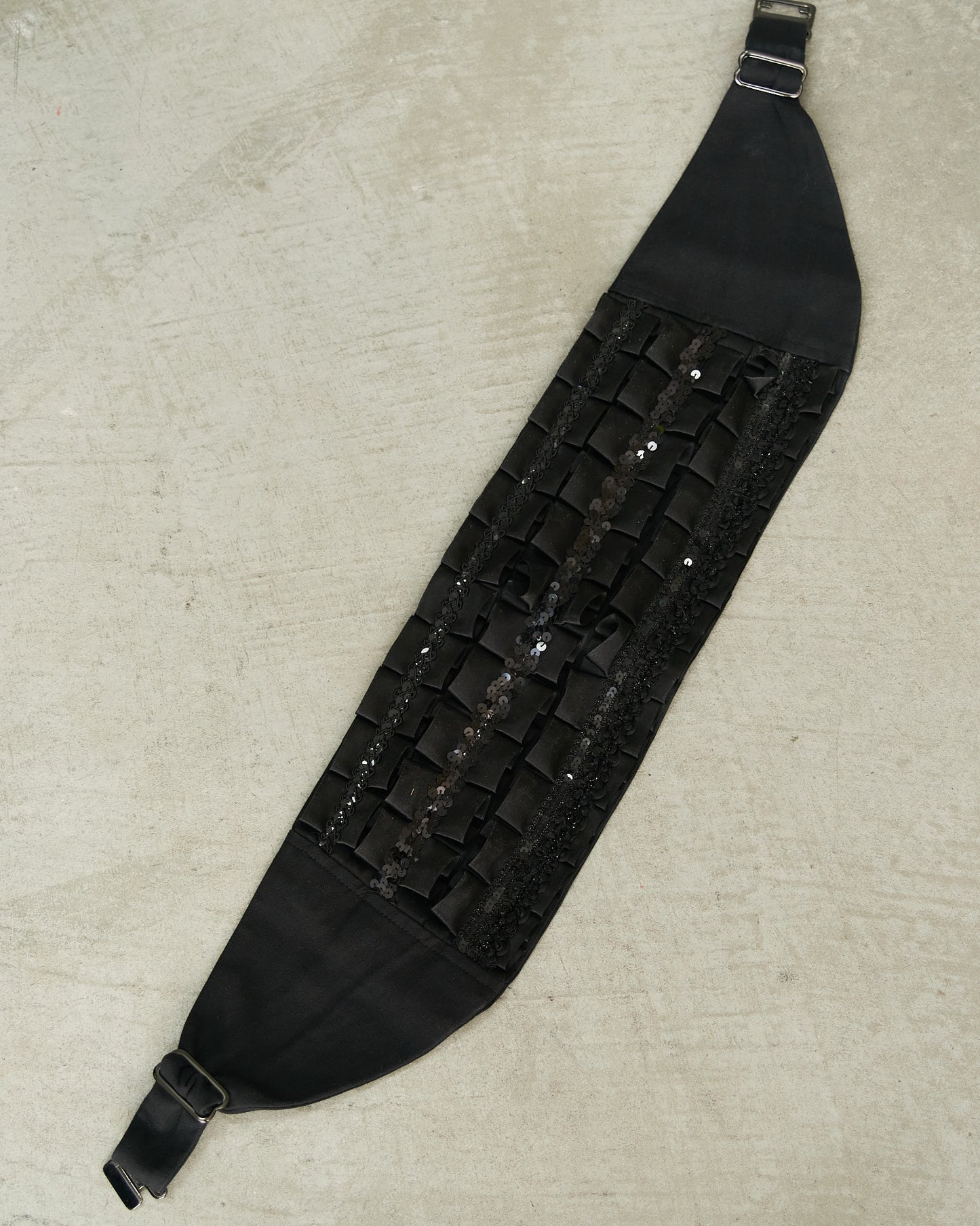 Junya Watanabe Black Ribbon Beaded Belt