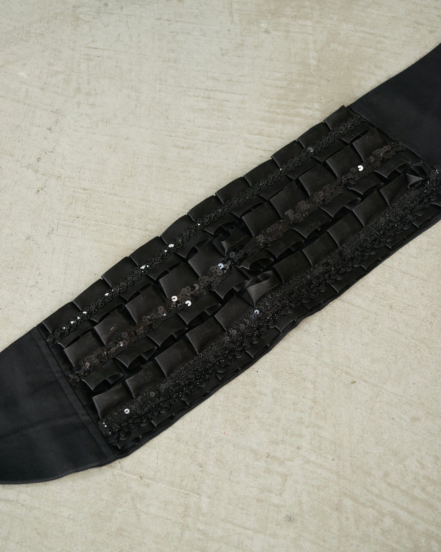 Junya Watanabe Black Ribbon Beaded Belt