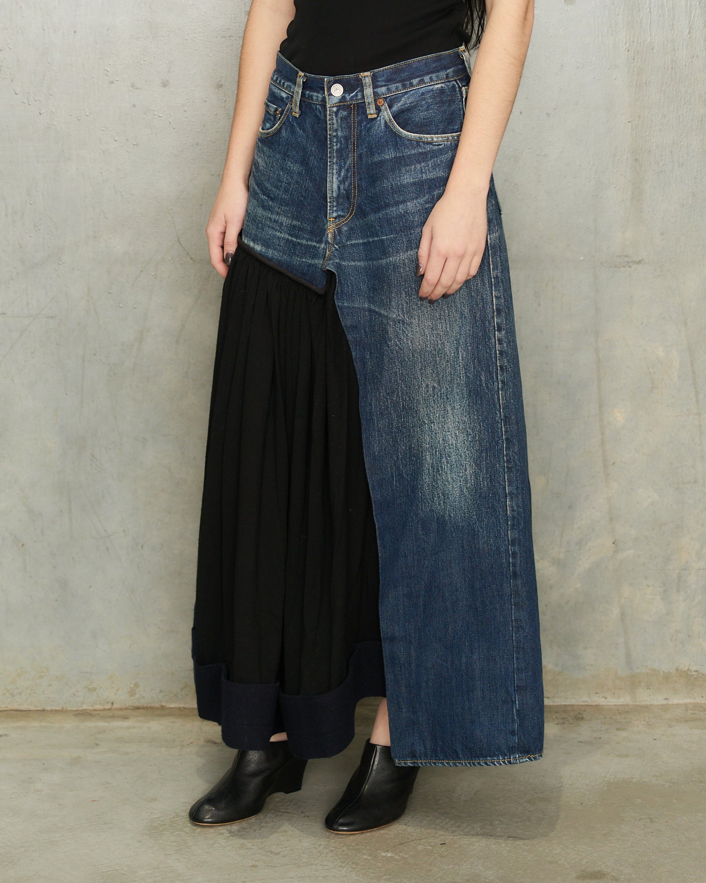 Yohji Yamamoto Wool Panel Denim Skirt