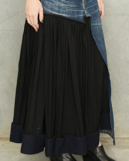 Yohji Yamamoto Wool Panel Denim Skirt