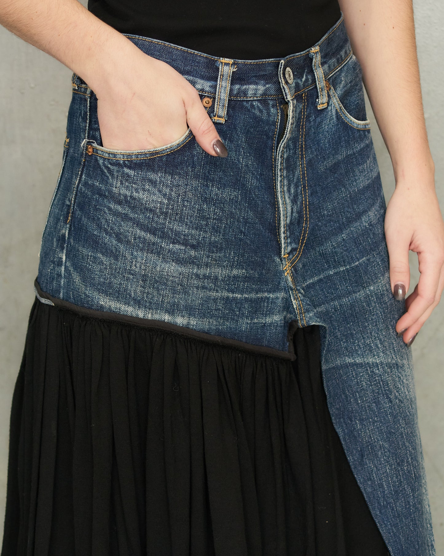 Yohji Yamamoto Wool Panel Denim Skirt