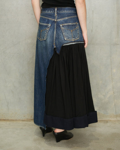 Yohji Yamamoto Wool Panel Denim Skirt