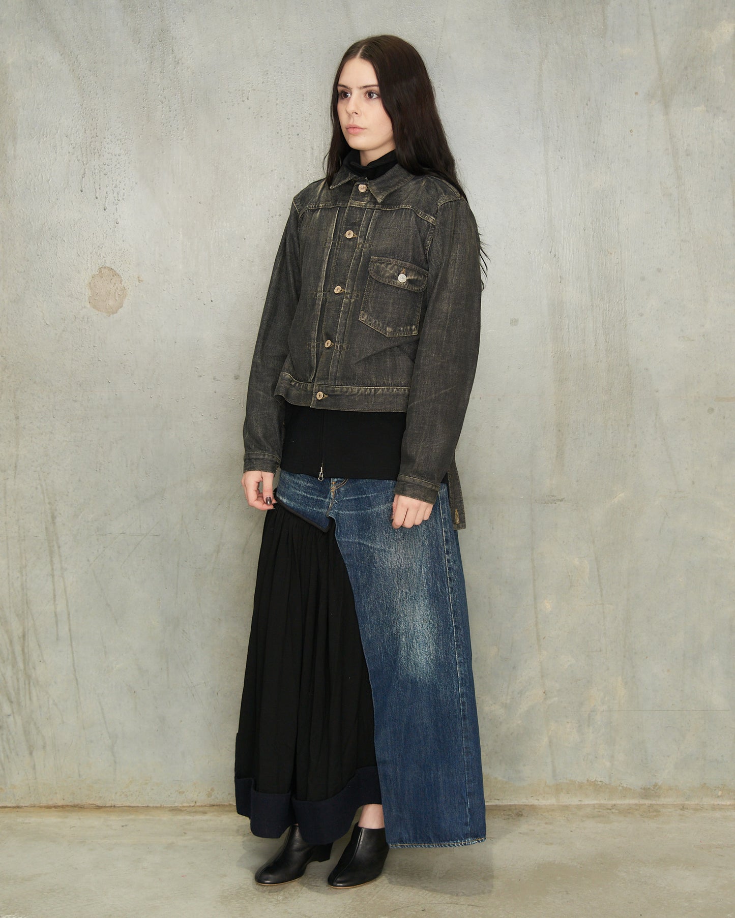 Yohji Yamamoto Wool Panel Denim Skirt