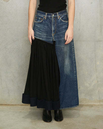 Yohji Yamamoto Wool Panel Denim Skirt