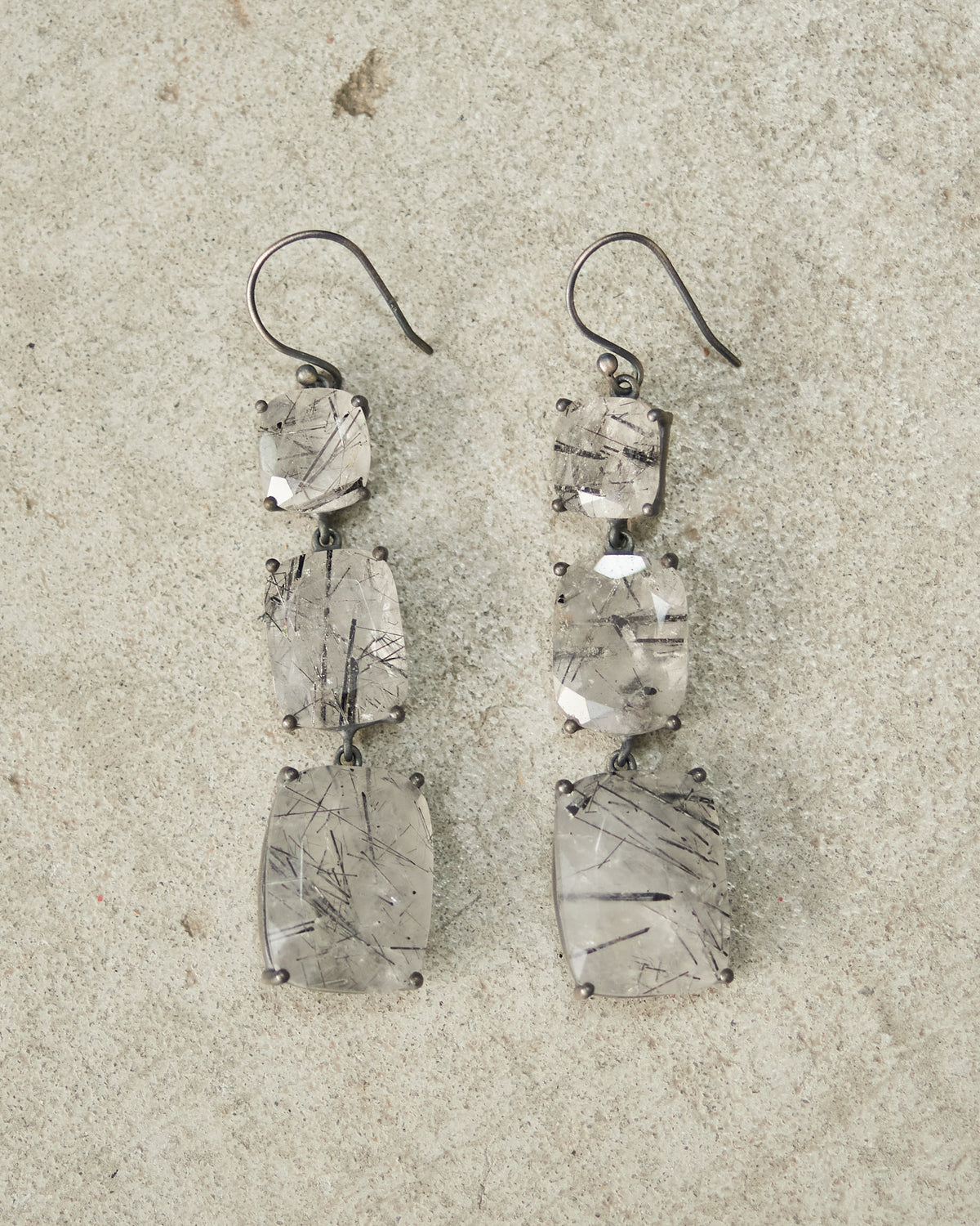 Cloud Faceted Rutile Quartz Earrings