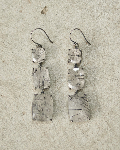 Cloud Faceted Rutile Quartz Earrings