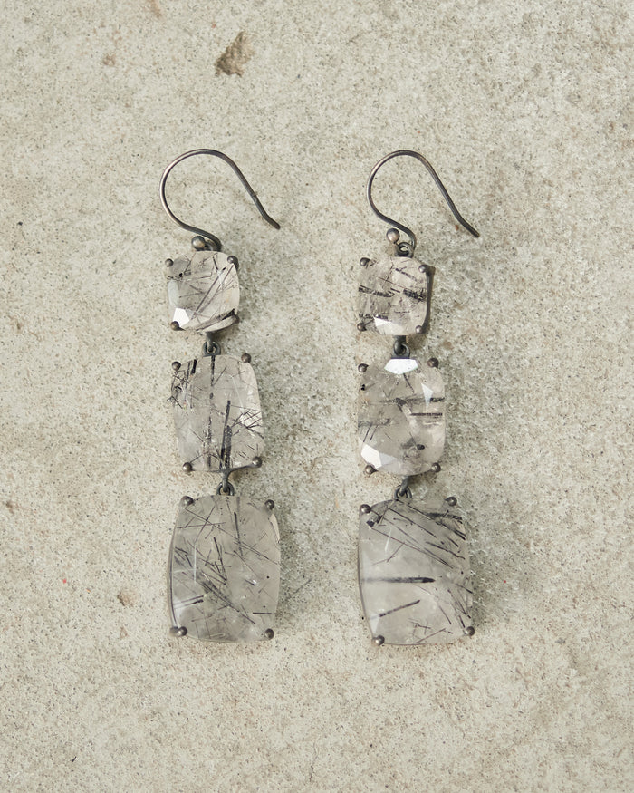 Cloud Faceted Rutile Quartz Earrings