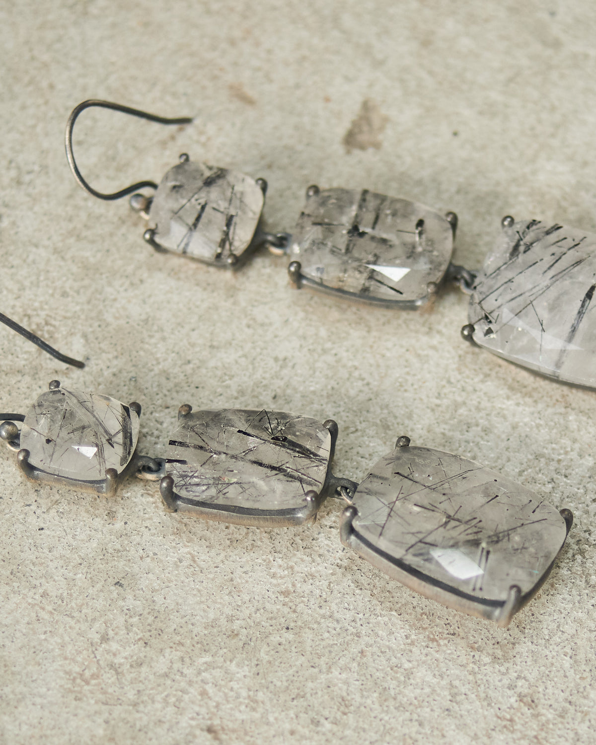 Cloud Faceted Rutile Quartz Earrings