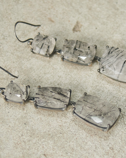 Cloud Faceted Rutile Quartz Earrings