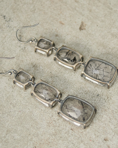 Cloud Faceted Rutile Quartz Earrings