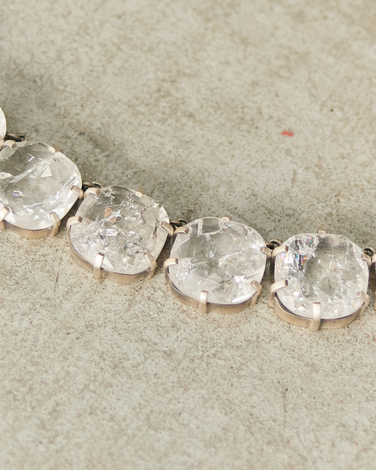 Frosted White Faceted Crystal Necklace