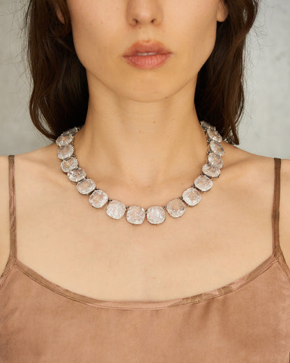 Frosted White Faceted Crystal Necklace