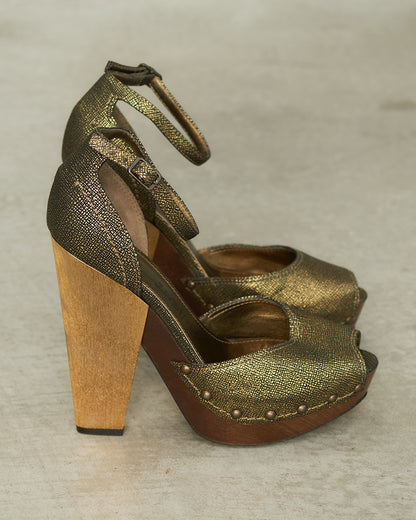 Lanvin Bronze Heels