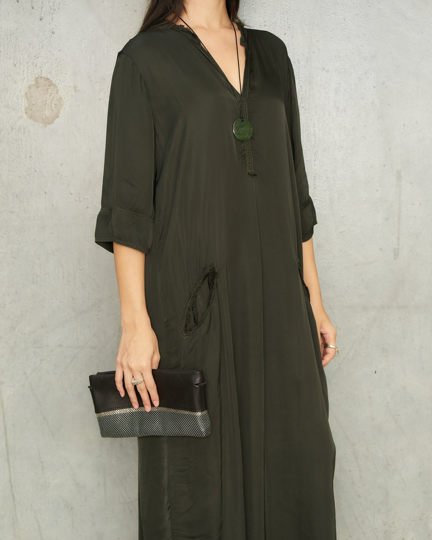 Black Leather Ludovica Clutch