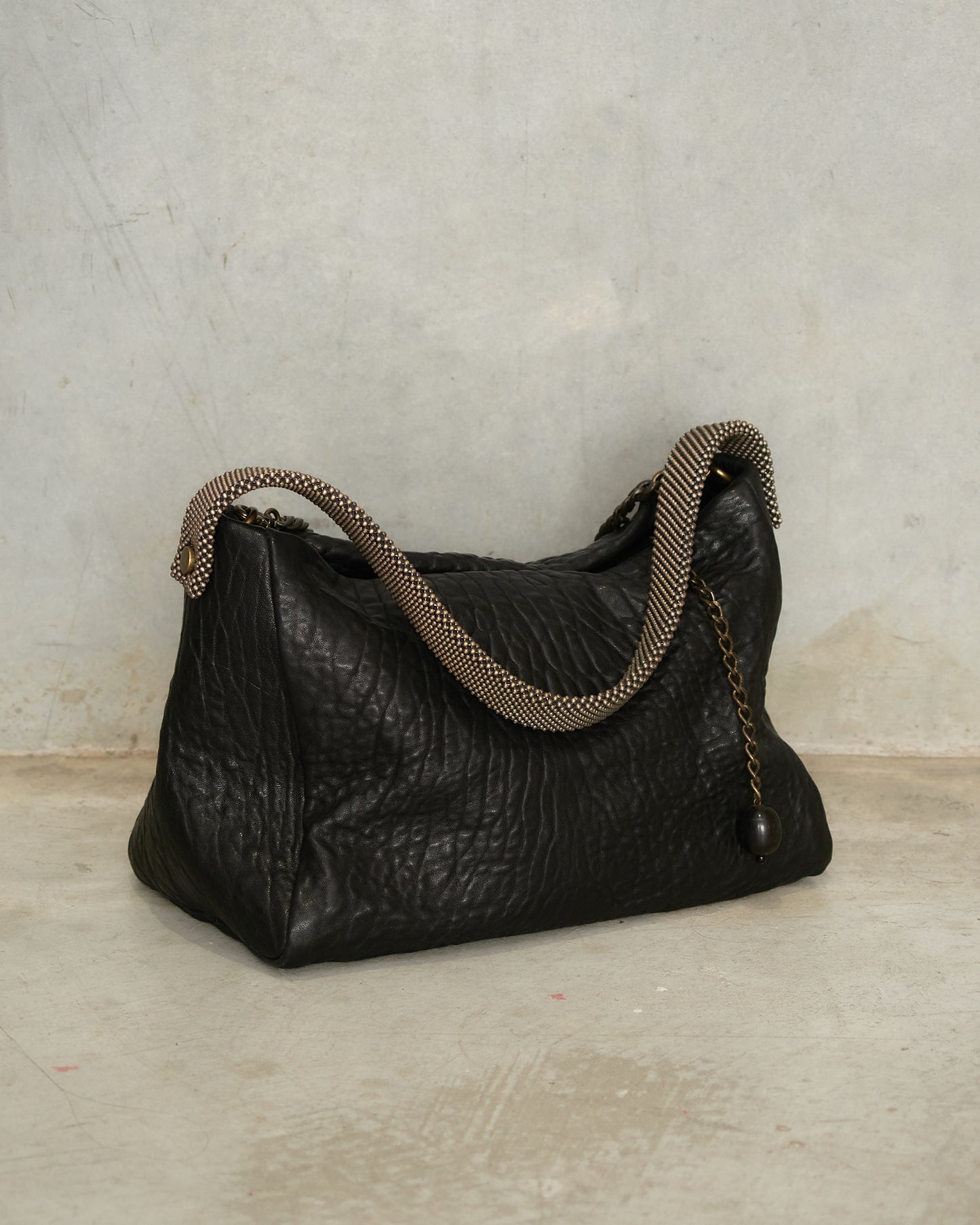 Black Leather Paula Chain Bag